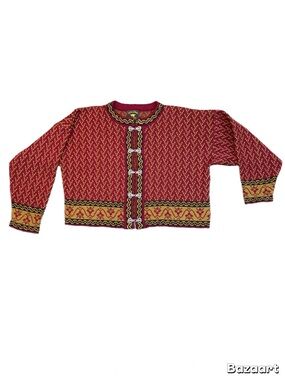 Vintage Volund Norwegian Lambswool Nordic Sweater w/ Clasps Size Large